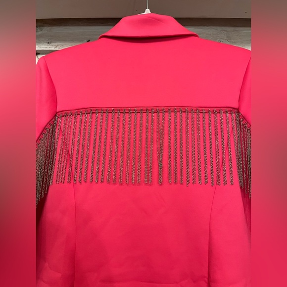 Cowboy Cowgirl Barbie Pink Metal Fringe Bling Button Jacket Dress Size Large - Picture 15 of 16